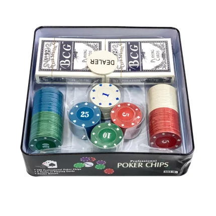 چیپ 100 تایی بازی پوکر جعبه فلزی | گالری آرسا آرت